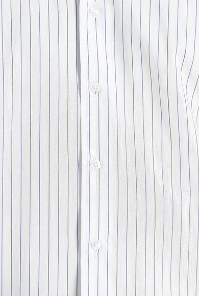 Erkek Giyim - ORTA LACİVERT M Beden Uzun Kol Klasik Çizgili Gömlek
