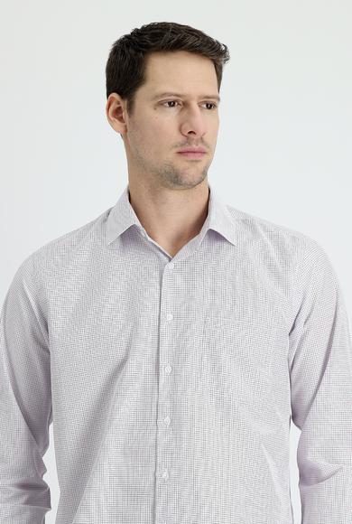 Erkek Giyim - AÇIK KIRMIZI 3X Beden Uzun Kol Klasik Kareli Gömlek