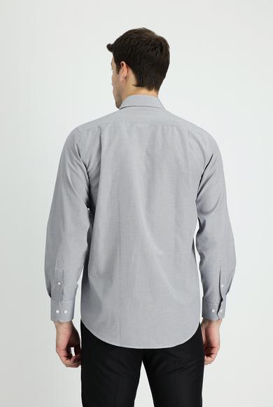 Erkek Giyim - AÇIK SİYAH XL Beden Uzun Kol Regular Fit Desenli Gömlek