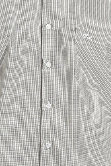 Erkek Giyim - ORTA KAHVE 3X Beden Uzun Kol Regular Fit Desenli Gömlek