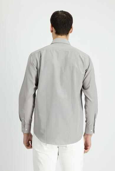 Erkek Giyim - ORTA KAHVE 3X Beden Uzun Kol Regular Fit Desenli Gömlek
