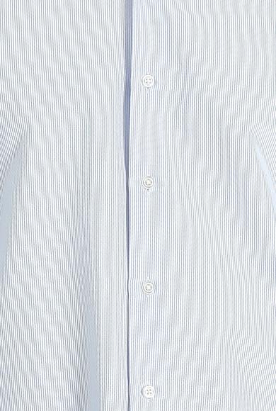 Erkek Giyim - UÇUK MAVİ S Beden Uzun Kol Slim Fit Klasik Çizgili Gömlek