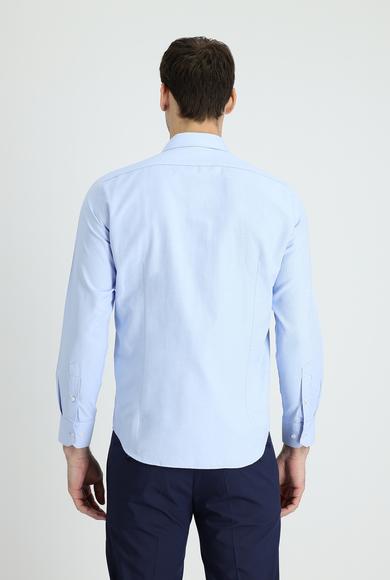 Erkek Giyim - AÇIK MAVİ XL Beden Uzun Kol Slim Fit Klasik Desenli Gömlek