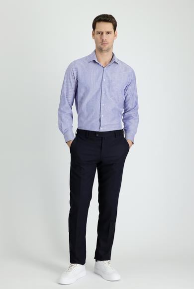 Erkek Giyim - KOYU LACİVERT 60 Beden Klasik Desenli Pantolon