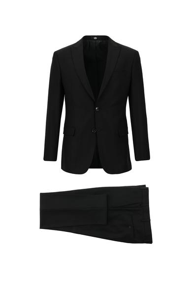 Erkek Giyim - SİYAH 52 Beden Süper Slim Fit Klasik Takım Elbise