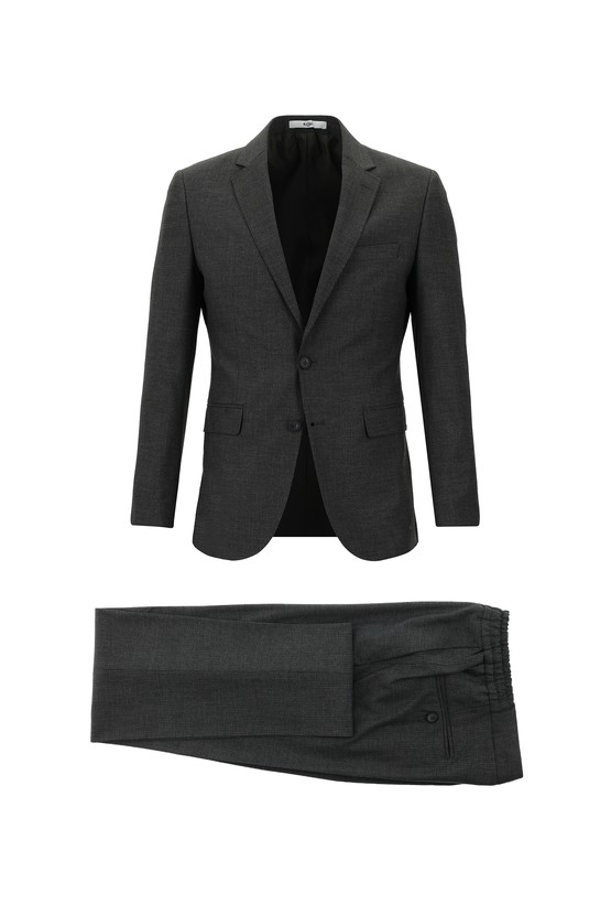 Erkek Giyim - Slim Fit Beli Lastikli İpli Çizgili Takım Elbise