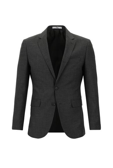 Erkek Giyim - KOYU ANTRASİT 44 Beden Süper Slim Fit Beli Lastikli İpli Çizgili Takım Elbise