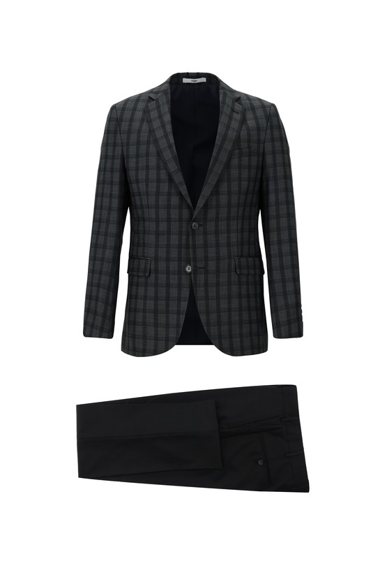 Erkek Giyim - Regular Fit Kombinli Ekose Takım Elbise