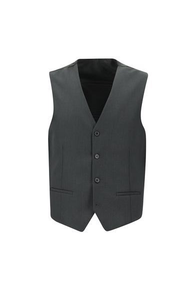 Erkek Giyim - AÇIK FÜME 52 Beden Slim Fit Kombinli Yelekli Takım Elbise