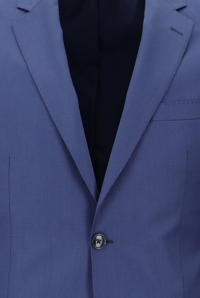 Erkek Giyim - KOYU MAVİ 48 Beden Slim Fit Yünlü Klasik Takım Elbise