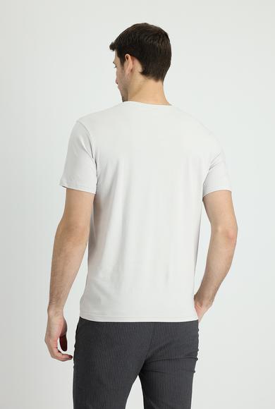 Erkek Giyim - TAŞ 3X Beden V Yaka Slim Fit Tişört