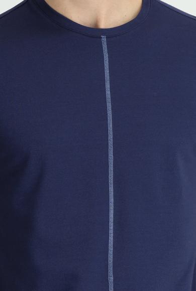 Erkek Giyim - ORTA LACİVERT XL Beden Bisiklet Yaka Regular Fit Tişört