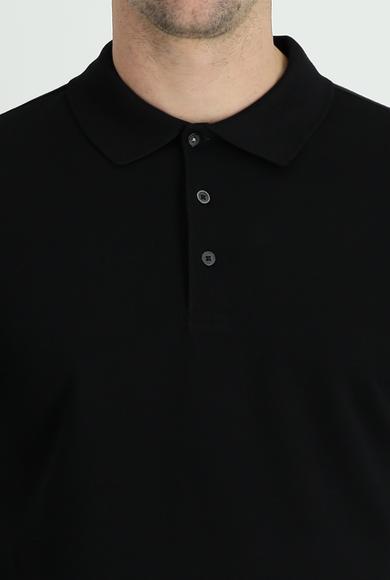 Erkek Giyim - SİYAH XL Beden Polo Yaka Regular Fit Nakışlı Tişört
