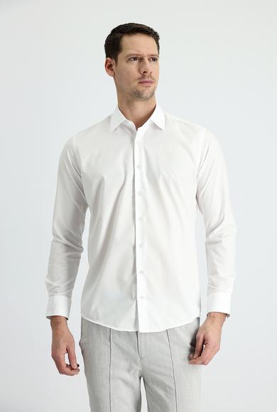 Erkek Giyim - BEYAZ XXL Beden Uzun Kol Slim Fit Klasik Gömlek