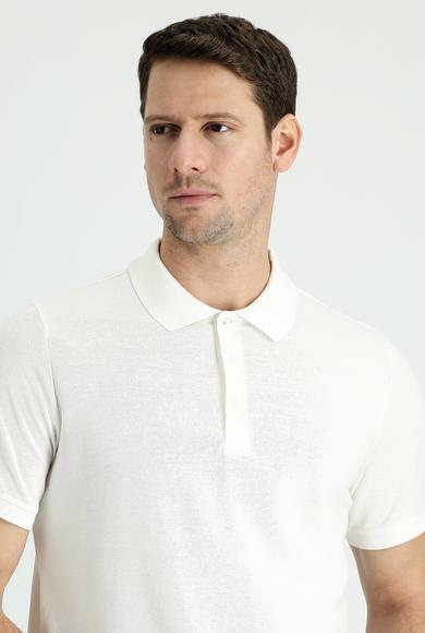 Erkek Giyim - BEYAZ 4X Beden Polo Yaka Regular Fit Nakışlı Tişört