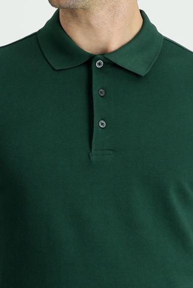 Erkek Giyim - KOYU YEŞİL XXL Beden Polo Yaka Regular Fit Nakışlı Tişört