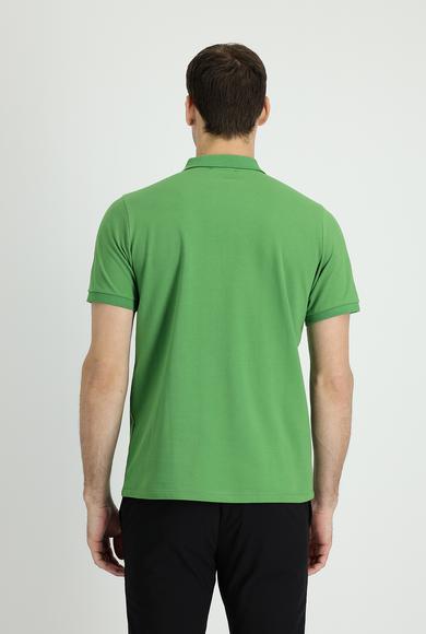 Erkek Giyim - ÇİMEN YEŞİLİ XL Beden Polo Yaka Regular Fit Nakışlı Tişört
