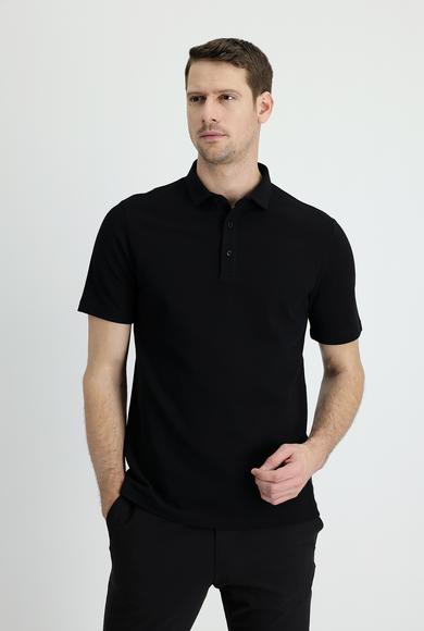 Erkek Giyim - SİYAH L Beden Polo Yaka Slim Fit Tişört