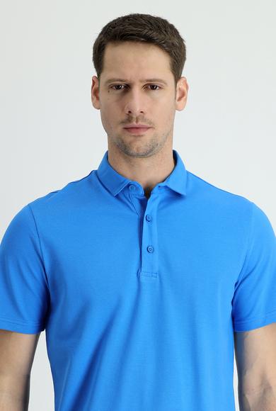 Erkek Giyim - MAVİ S Beden Polo Yaka Regular Fit Tişört