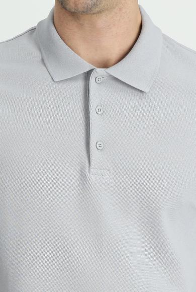Erkek Giyim - ORTA GRİ XL Beden Polo Yaka Slim Fit Tişört