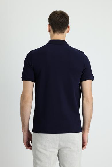 Erkek Giyim - SİYAH LACİVERT XL Beden Polo Yaka Slim Fit Tişört
