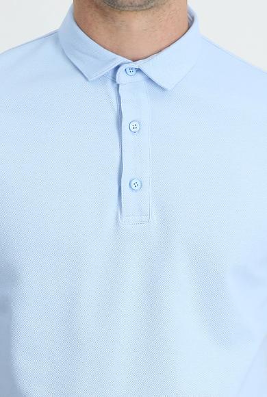 Erkek Giyim - UÇUK MAVİ XL Beden Polo Yaka Slim Fit Tişört