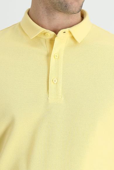 Erkek Giyim - AÇIK SARI XL Beden Polo Yaka Slim Fit Tişört