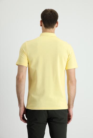 Erkek Giyim - AÇIK SARI XL Beden Polo Yaka Slim Fit Tişört