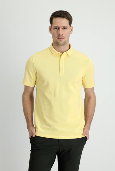 Erkek Giyim - AÇIK SARI XL Beden Polo Yaka Slim Fit Tişört