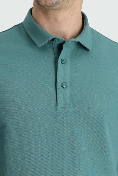 Erkek Giyim - KÜF YEŞİLİ XXL Beden Polo Yaka Slim Fit Tişört
