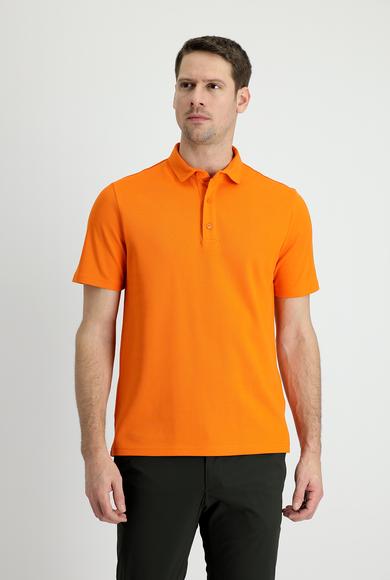 Erkek Giyim - ORTA TURUNCU XL Beden Polo Yaka Slim Fit Tişört