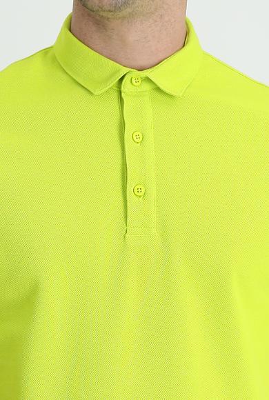 Erkek Giyim - FISTIK YEŞİLİ S Beden Polo Yaka Slim Fit Tişört
