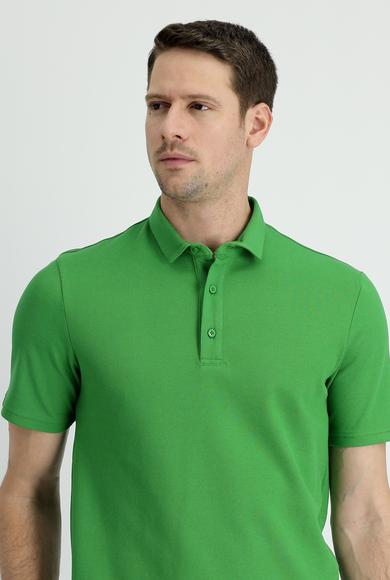 Erkek Giyim - ÇİMEN YEŞİLİ XXL Beden Polo Yaka Slim Fit Tişört