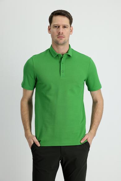 Erkek Giyim - ÇİMEN YEŞİLİ XXL Beden Polo Yaka Slim Fit Tişört