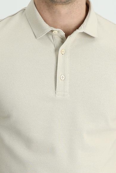 Erkek Giyim - AÇIK VİZON XXL Beden Polo Yaka Slim Fit Tişört
