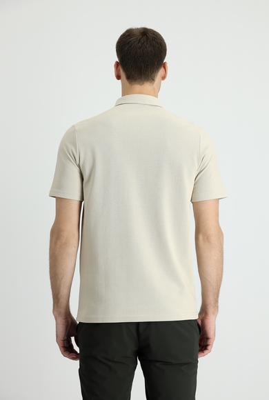 Erkek Giyim - AÇIK VİZON XXL Beden Polo Yaka Slim Fit Tişört