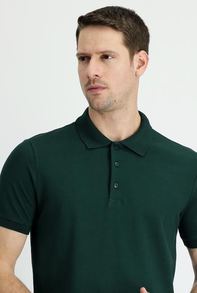 Erkek Giyim - KOYU YEŞİL S Beden Polo Yaka Regular Fit Tişört