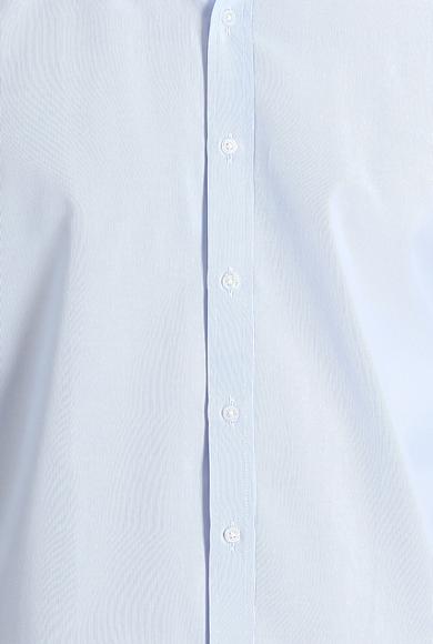 Erkek Giyim - UÇUK MAVİ L Beden Kısa Kol Regular Fit Çizgili Gömlek