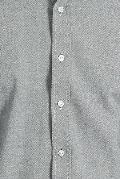 Erkek Giyim - SİYAH L Beden Uzun Kol Regular Fit Oxford Gömlek