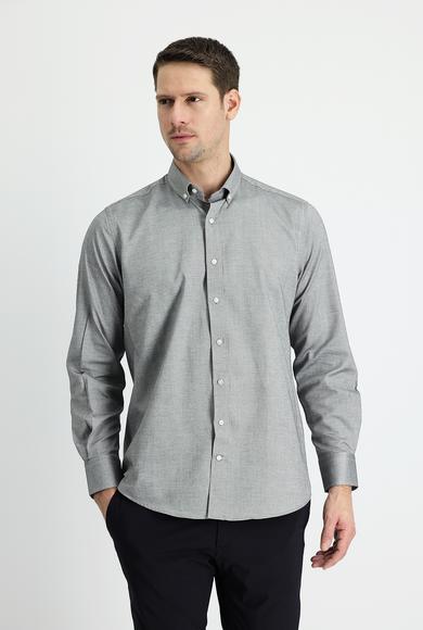 Erkek Giyim - SİYAH 3X Beden Uzun Kol Regular Fit Gömlek