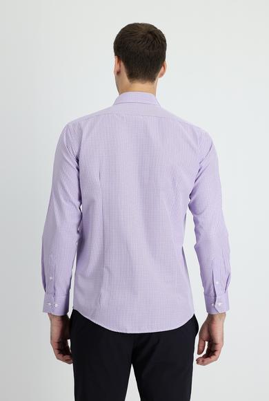 Erkek Giyim - LİLA M Beden Uzun Kol Slim Fit Ekose Gömlek
