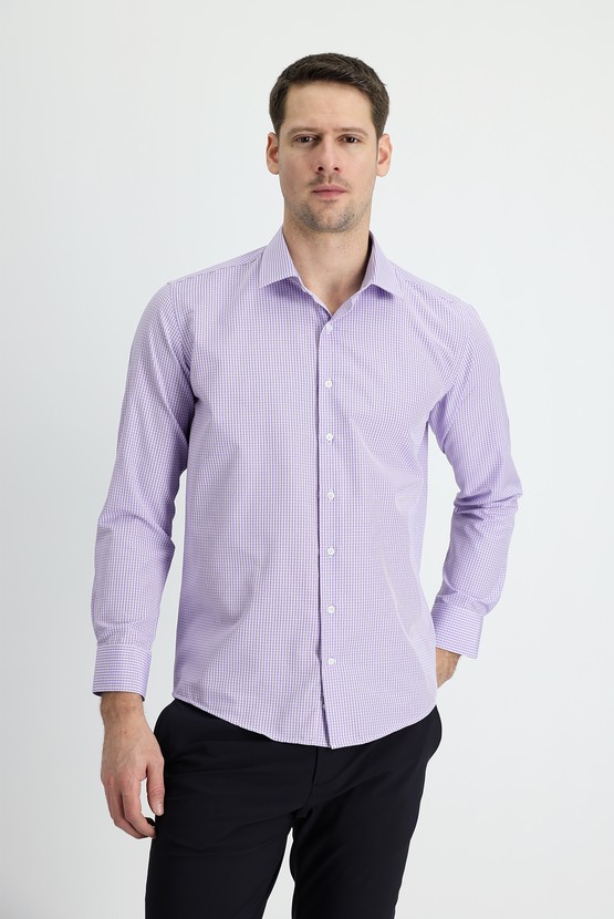 Erkek Giyim - Uzun Kol Slim Fit Ekose Gömlek