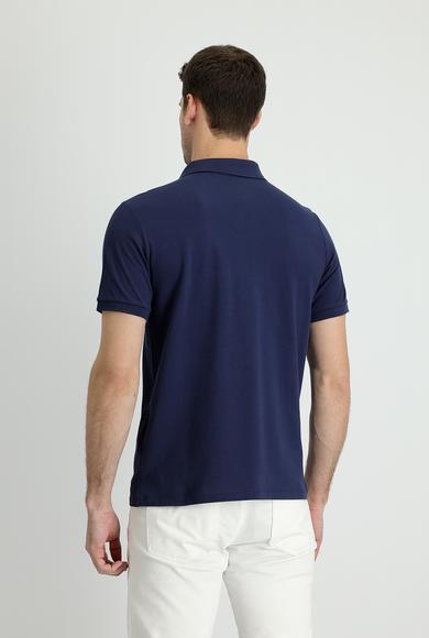 Erkek Giyim - LACİVERT XXL Beden Polo Yaka Regular Fit Nakışlı Tişört