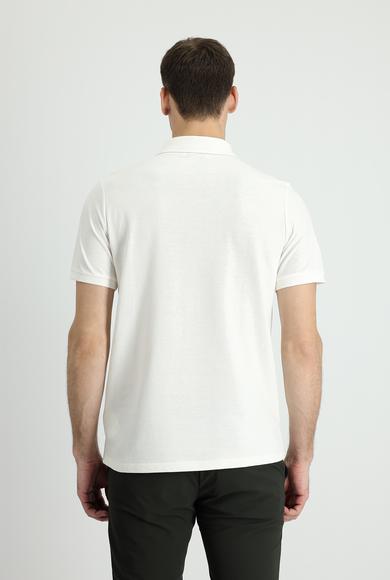 Erkek Giyim - BEYAZ XXL Beden Polo Yaka Regular Fit Nakışlı Tişört