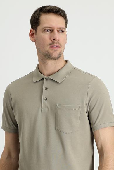 Erkek Giyim - ORTA VİZON 4X Beden Polo Yaka Regular Fit Nakışlı Tişört