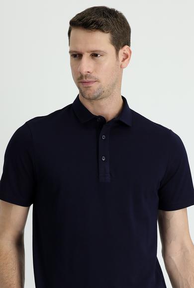 Erkek Giyim - SİYAH LACİVERT L Beden Polo Yaka Regular Fit Tişört