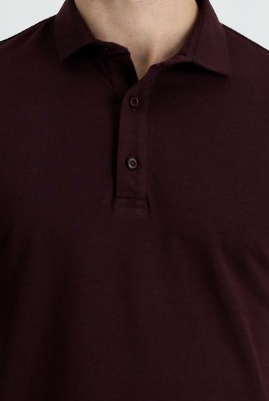 Erkek Giyim - KOYU BORDO S Beden Polo Yaka Regular Fit Tişört