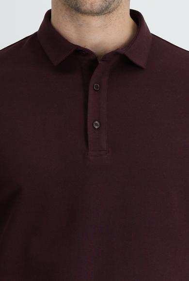 Erkek Giyim - KOYU BORDO XL Beden Polo Yaka Slim Fit Tişört
