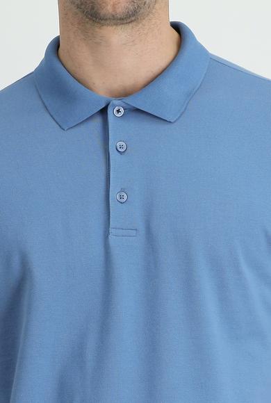 Erkek Giyim - KOYU HAVACI 7X Beden Polo Yaka Regular Fit Nakışlı Tişört