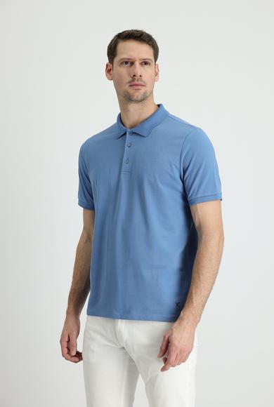 Erkek Giyim - KOYU HAVACI 7X Beden Polo Yaka Regular Fit Nakışlı Tişört